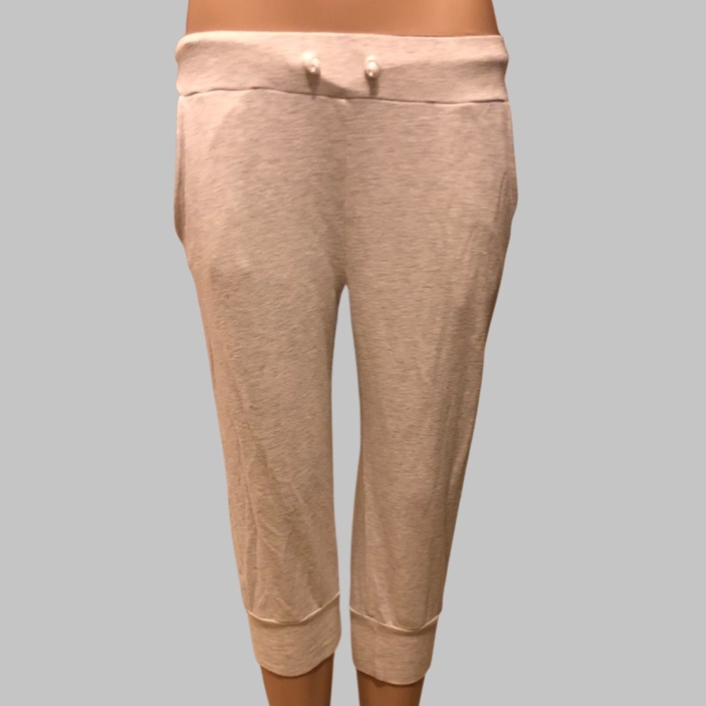 Monrow Cropped Sweatpants/joggers with drawstring waistband cuffed bottoms.